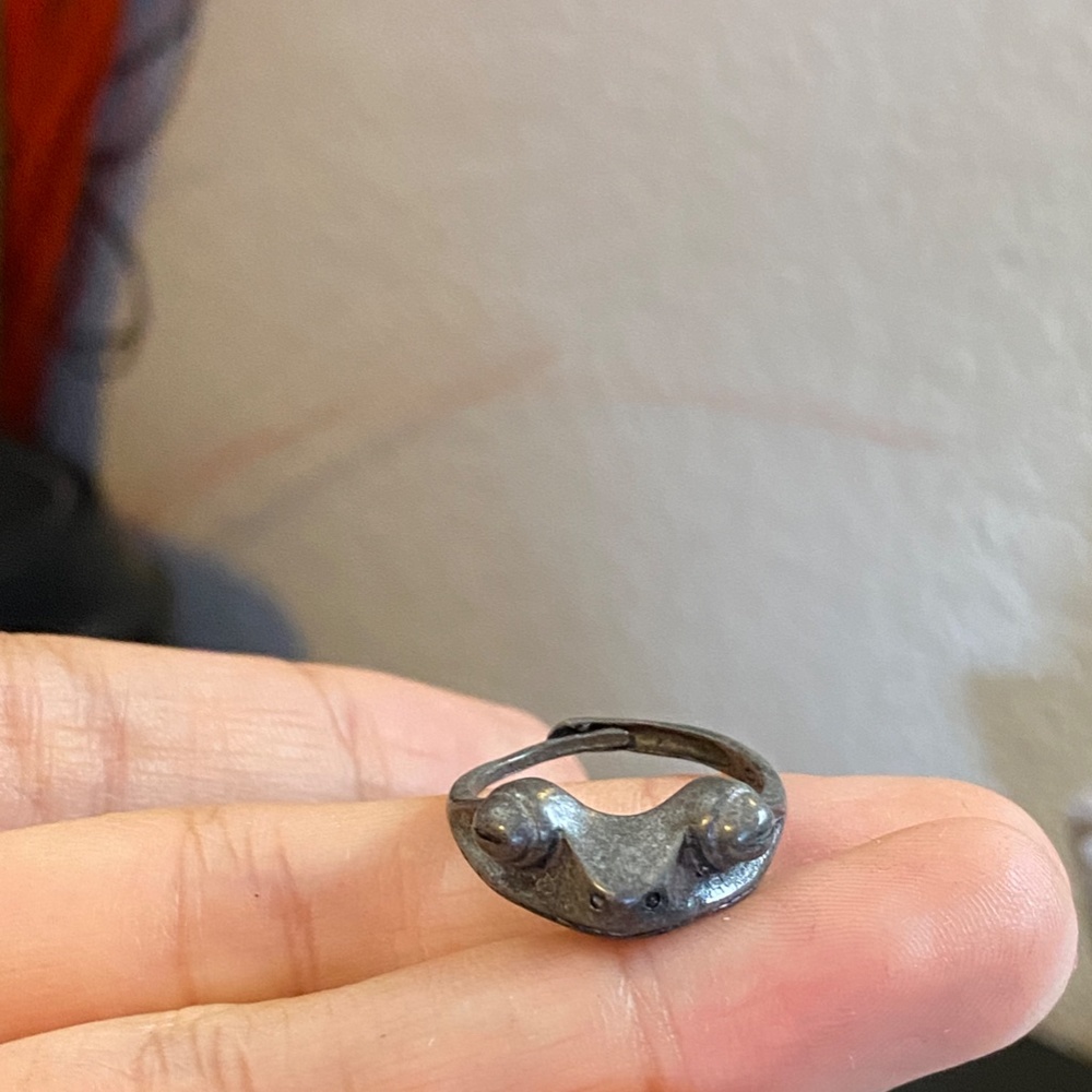 Black Frog Open Ring,Silver Adjustable Ring,Silve… - image 2